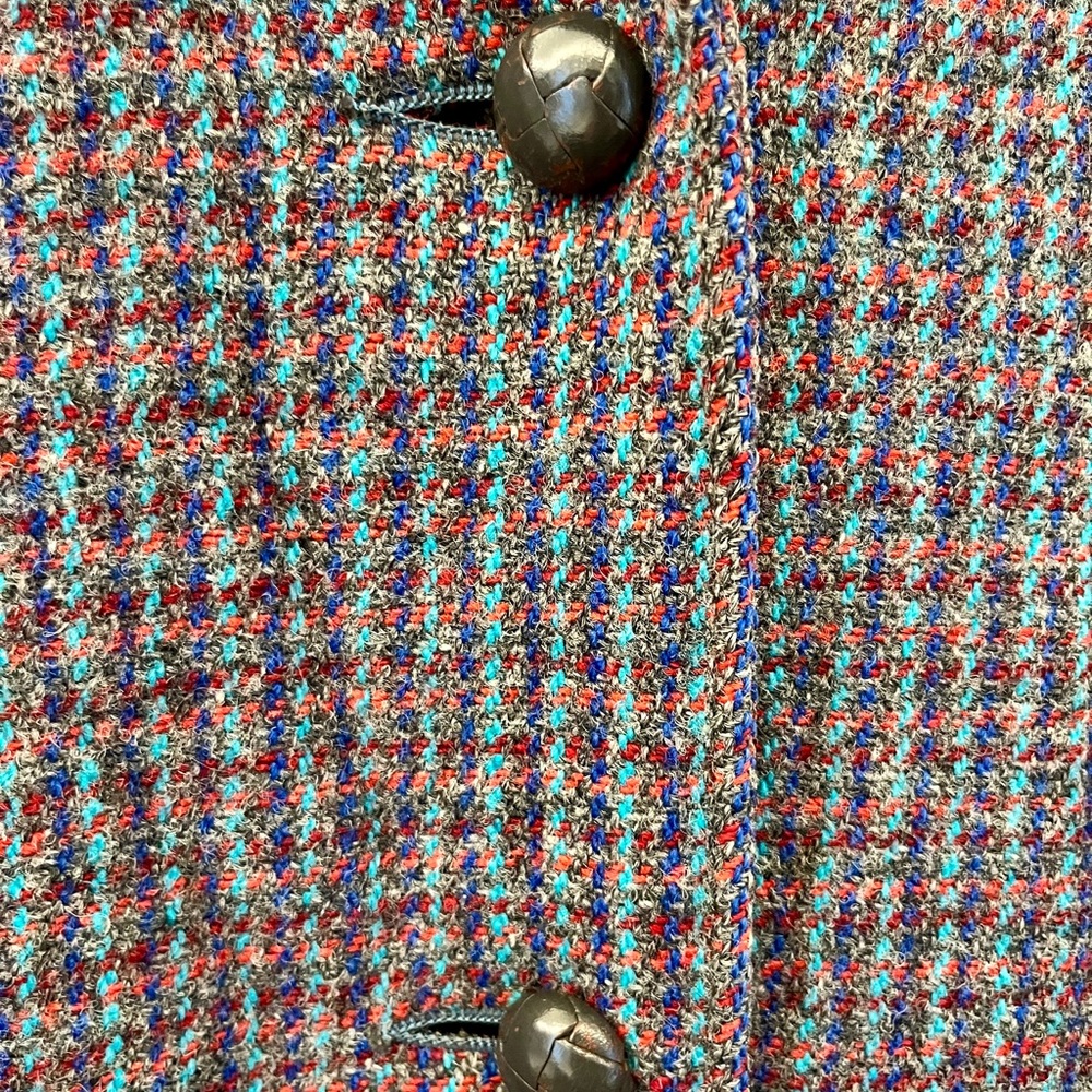Vintage Harris Tweed Multicolor Handwoven Wool Coat - Picture 7 of 16